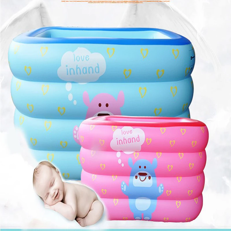

2017 Baby PVC Inflatable Blue Pink Green Piscina Pools 4 Ring Square Oval Inflatable Children Swimming Pool