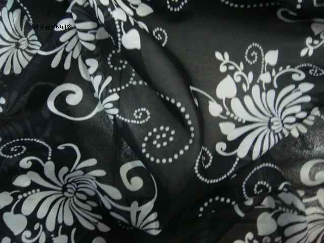 100% чистый шелковицы мягкий атлас черный фон Хризантема шелковый шарф