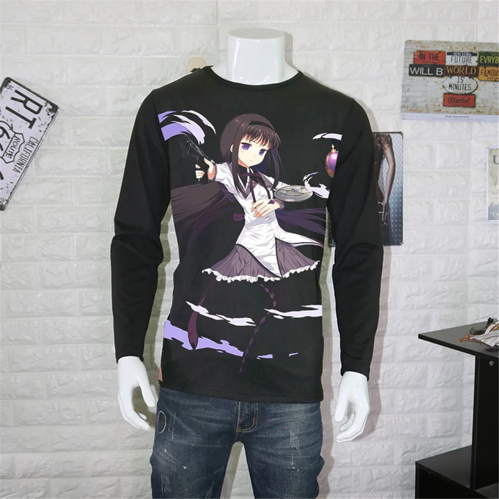 Косплей Аниме топы унисекс футболка Puella Magi Madoka Magica с коротким рукавом мультяшная