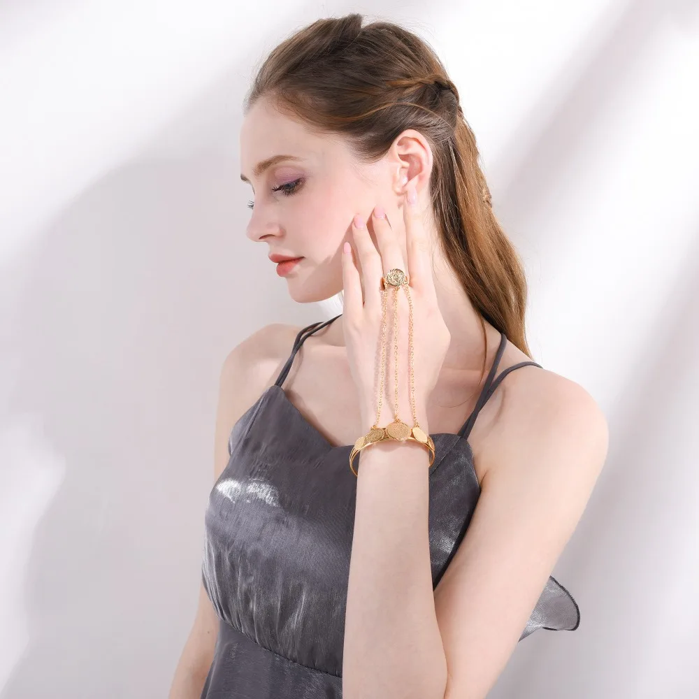U7 Women Slave Bracelet Fashion Jewelry Wholesale Gold Color Round Antique Coin For H753 | Украшения и аксессуары