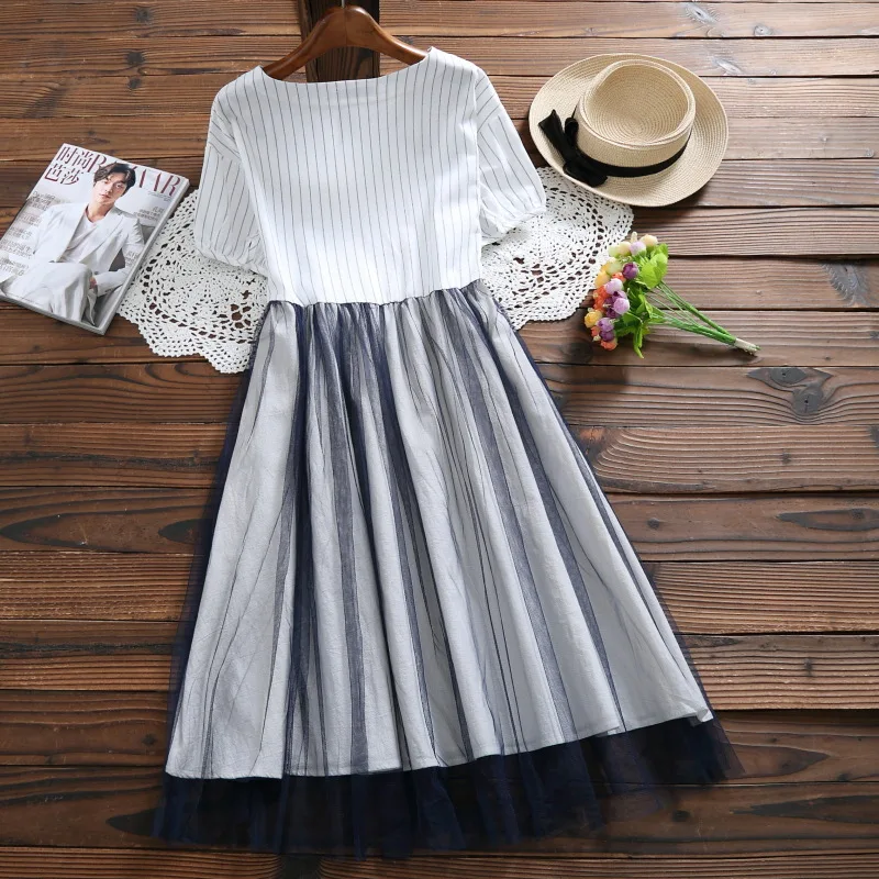 Летнее женское Повседневное платье с круглым вырезом и вышивкой Vestidos Хлопковое