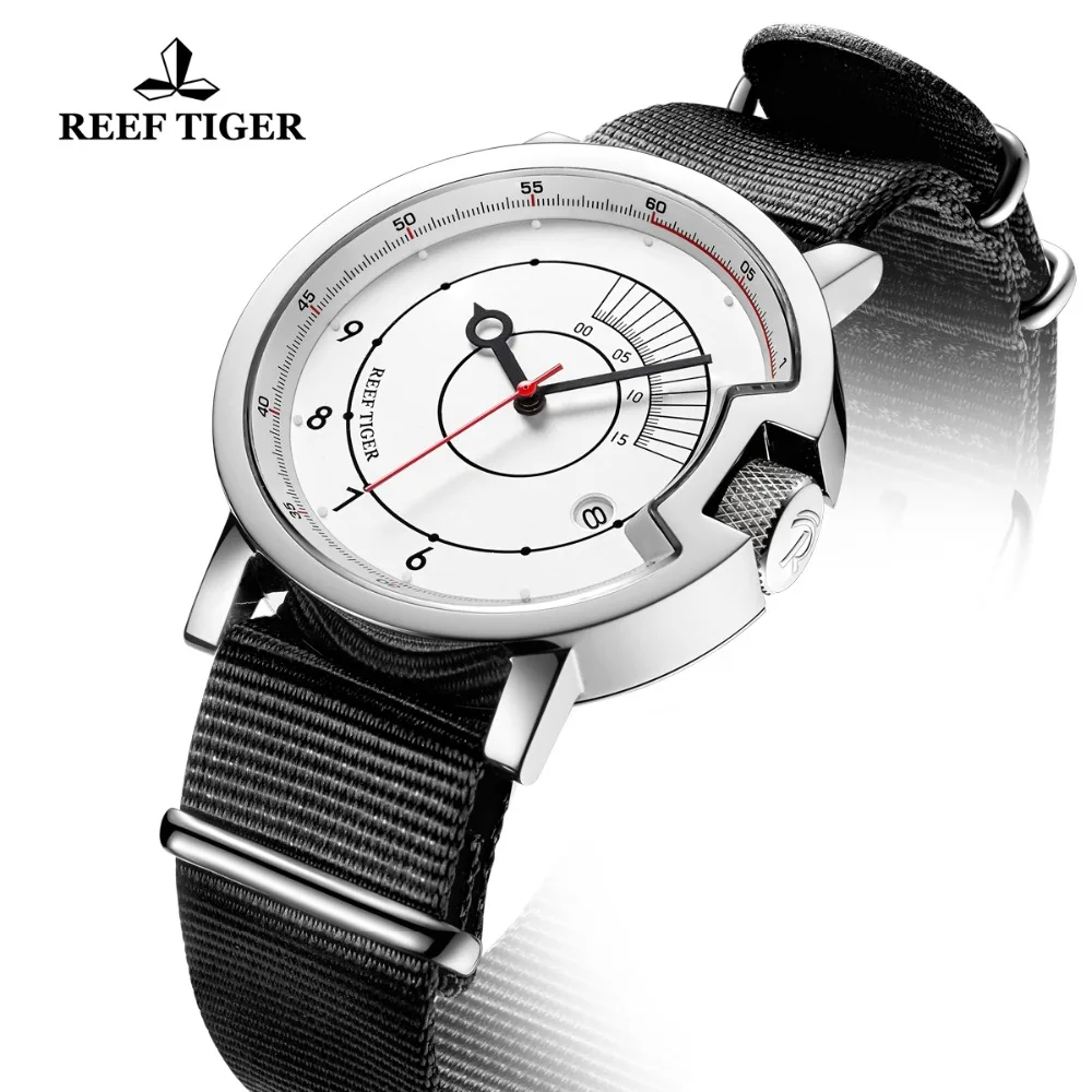 Reef Tiger/RT Новые Креативные Часы Мужские Простые Стильные водонепроницаемые