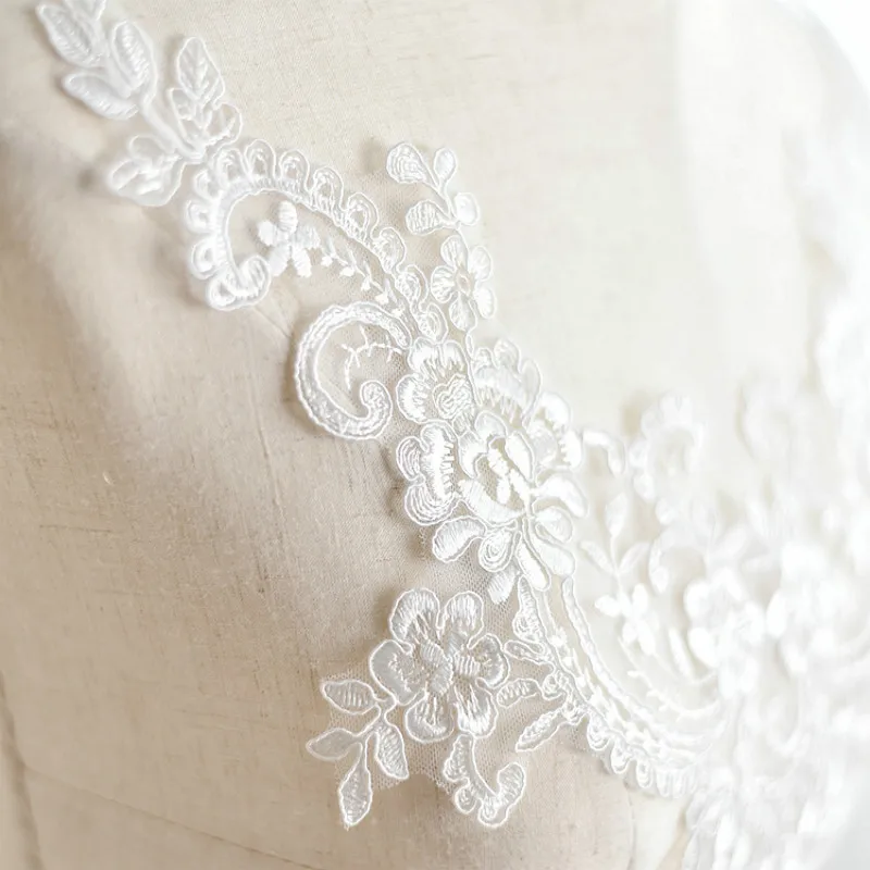 Белый Flowe вышивка ткань кружевной воротник шитье орнамент для рукоделья Кружева