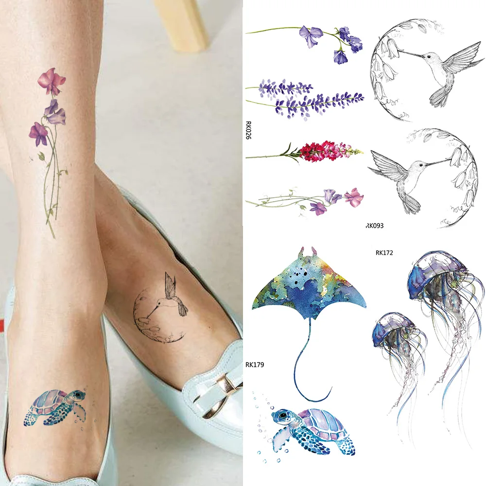

IORIKYO Lovely Cartoon Temporary Tattoo Children Thin Flower Arm Tattoo Stickers Boys Tortoise Hands Art Waterproof Cute Tatoos