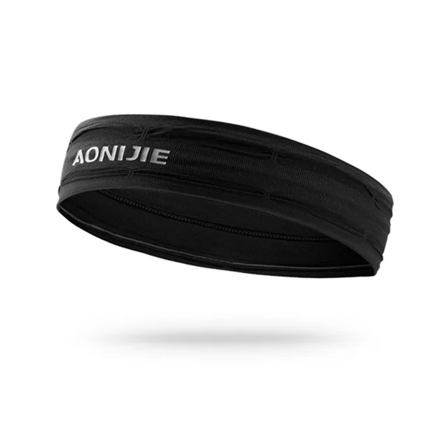 AONIJIE высокое качество резинки Sweatband противоскользящая повязка для волос анти пот Для Бега Спортзала фитнеса лента для йоги - Цвет: Black