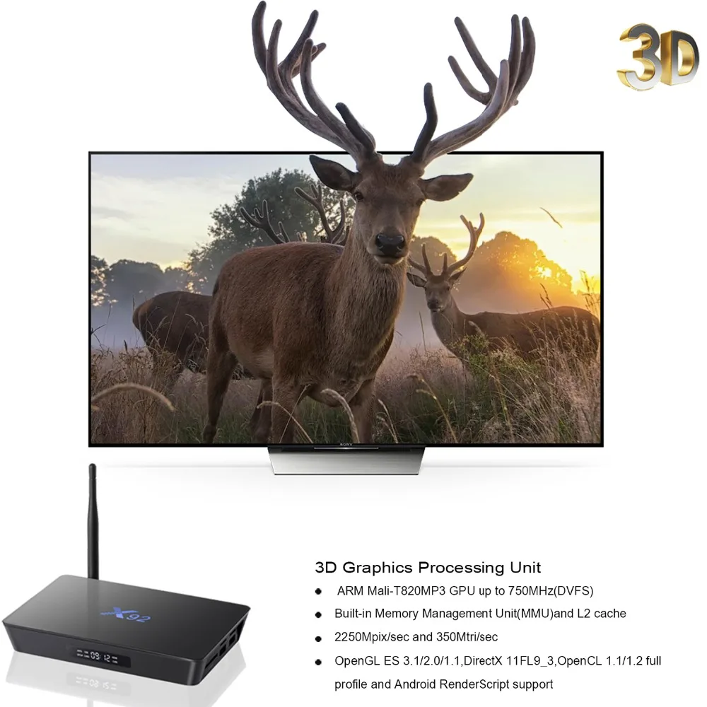 X92 2 ГБ/3 ГБ 16 ГБ/32 ГБ Android 7,1 ТВ Box Amlogic S912 Восьмиядерный KD16.1 2,4/5 ГГц Wi-Fi 4 К Smart Media player телеприставке
