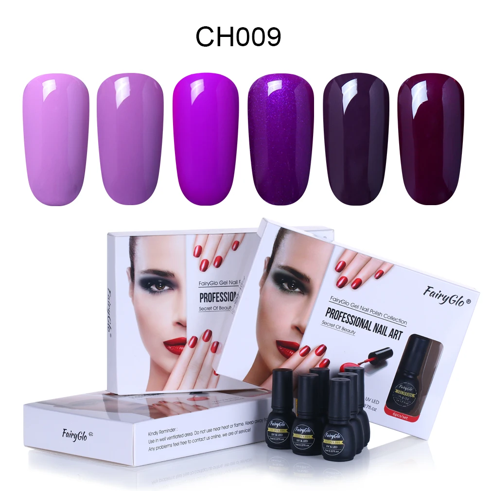 FairyGlo, 6 шт./лот, с коробкой, гель для ногтей, подарок, УФ светодиодный, Гель-лак, замачивается, Полупостоянный, гибридный, лаковый, тиснение, эмаль, гель, чернила - Цвет: CH009