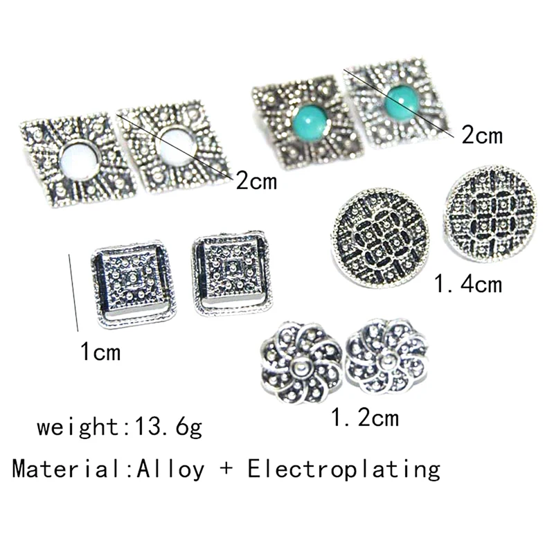 5Pairs/set Fashion Women Stud Earring Girls Birthday Party Mashup Earrings | Украшения и аксессуары