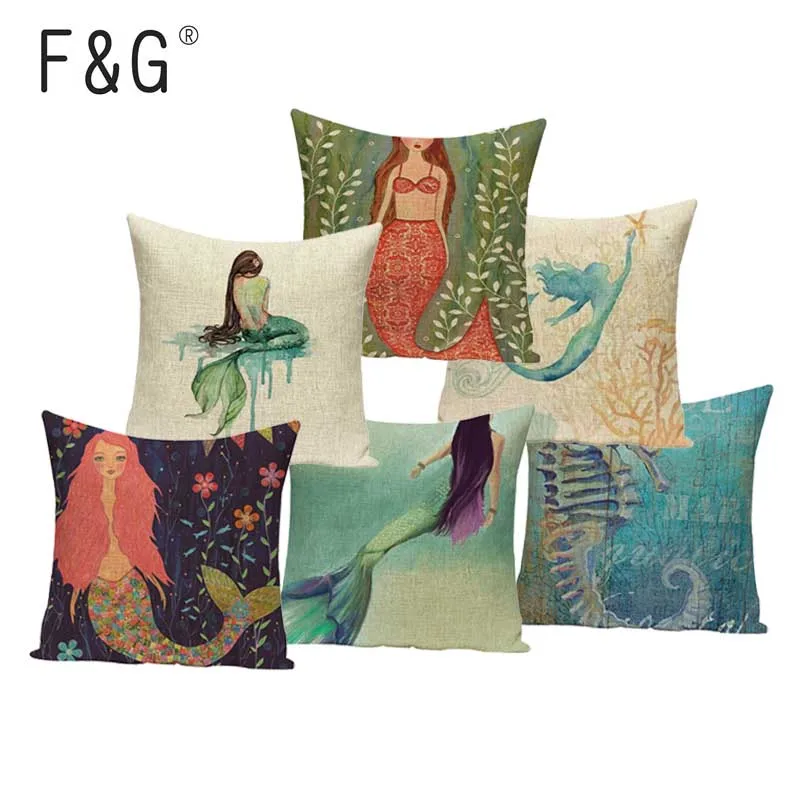 Декоративные подушки для диванов в морском стиле русалки Прямая поставка