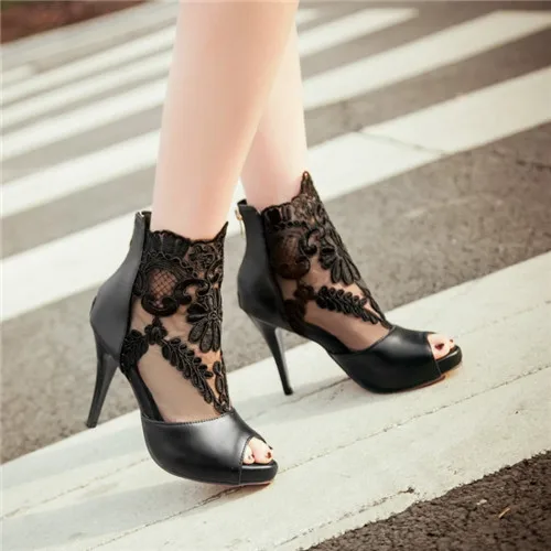 Знаменитости Сексуальная Женщина Гладиатор Сандалии Женщины Peep Toe Кружева