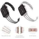 Ремешок для часов Apple Watch, из нержавеющей стали, цвета розовое золото, 4440 мм, 4238 мм, роскошные стразы, браслет для iWatch серии 54321