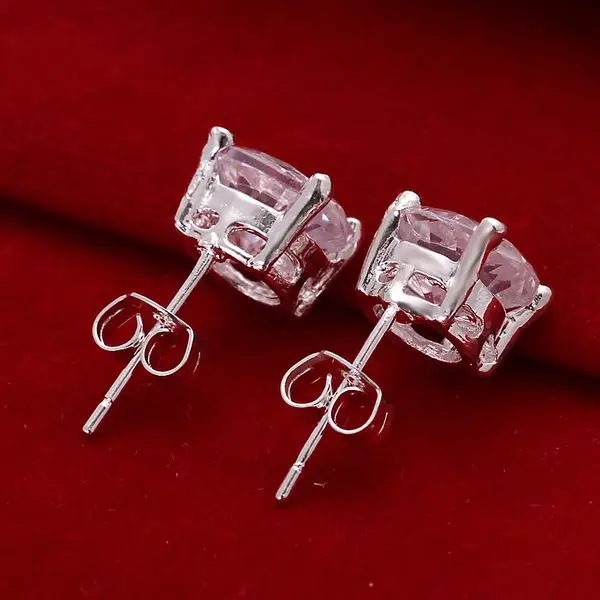 925 jewelry silver plated earrings Round Crystal Earrings E096 | Украшения и аксессуары