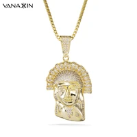 vanaxin hip hop necklace aaa cubic zirconia gold color rhodium plated brass high quality jewellery micro paved necklaces men box