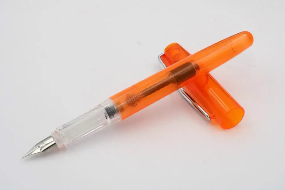 transparent orange Ручка для письма Канцтовары прозрачная пластиковая Классическая перьевая ручка - Цвет: transparent orange
