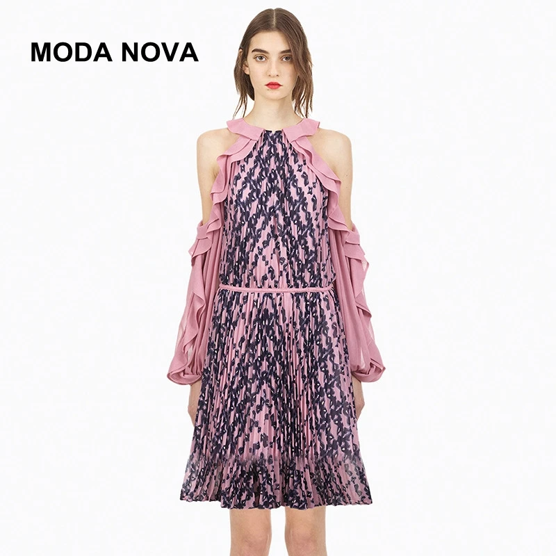 MODA NOVA платье для автопортретов женщин 2018 осенние Подиумные сексуальные оборки