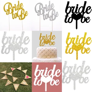 Свадебный топ на торт, кексы флаг команда невесты свадебный душ Золотая Серебристая блестящая бумага девичник Гавайские Свадебные Вечерние