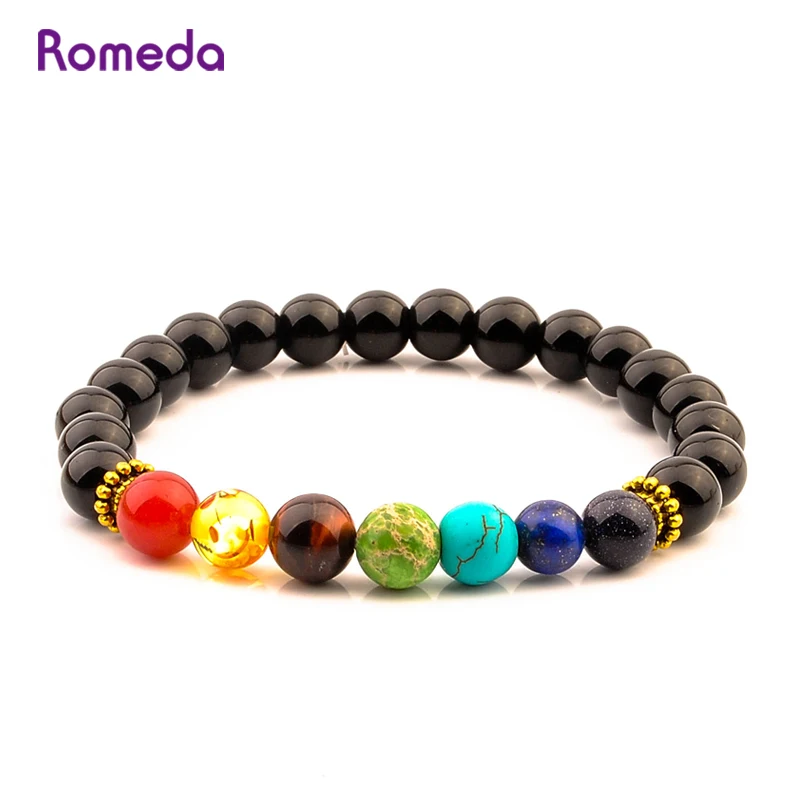 

Romeda Black Onyx Bracelet For Men Stone Bead Jewelry Fashion New Arrival Colorful Charm Bracelets Fashion Man Jewelry