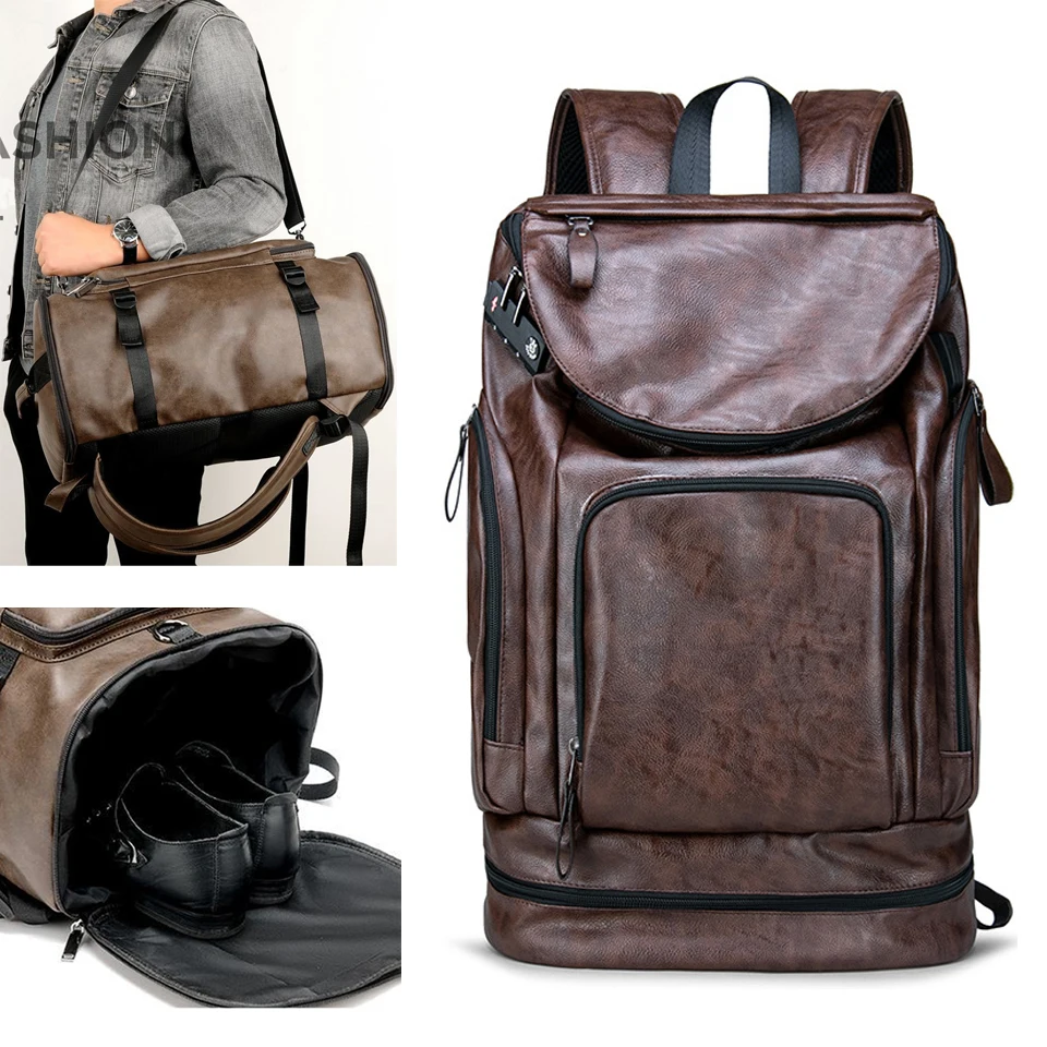 Рюкзак для ноутбука 15 6 дюйма из искусственной кожи мужской модный рюкзак с
