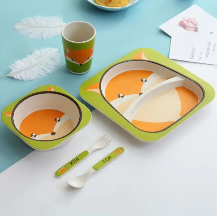 S 5 шт./компл. детская посуда мультяшная рисовая чашка для кормления малыша чашка для еды бамбуковое волокно Детские милые столовые приборы подарок для мальчика девочки посуда - Цвет: S