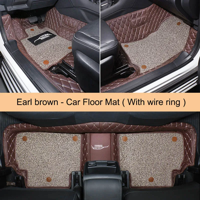 Brown With Wire Mat QHCP, микрофибра, кожа, автомобильные коврики, ковер, защита, удлиненный провод, коврик, аксессуары для Subaru Forester, автомобильный стиль - Название цвета: Brown With Wire Mat