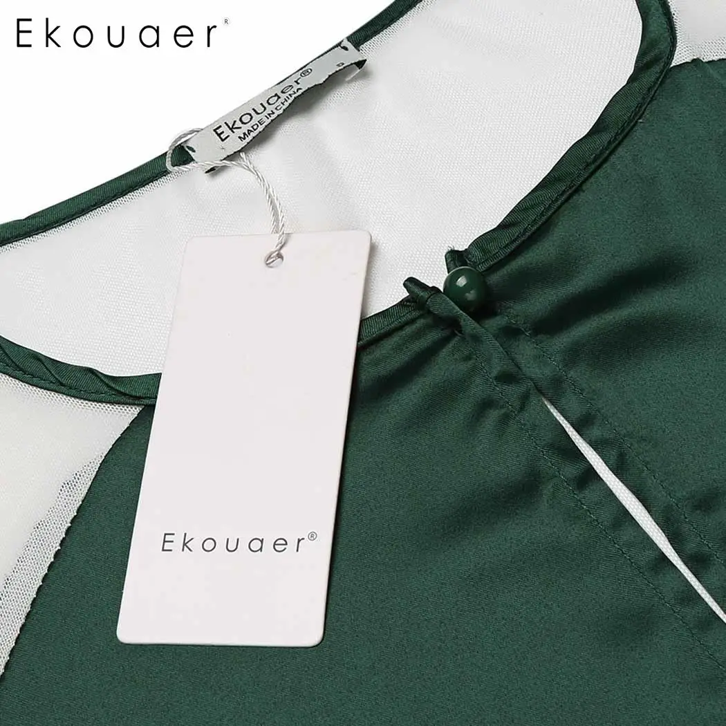 Ночная рубашка Ekouaer Женская кружевная с длинным рукавом и о-вырезом | одежда