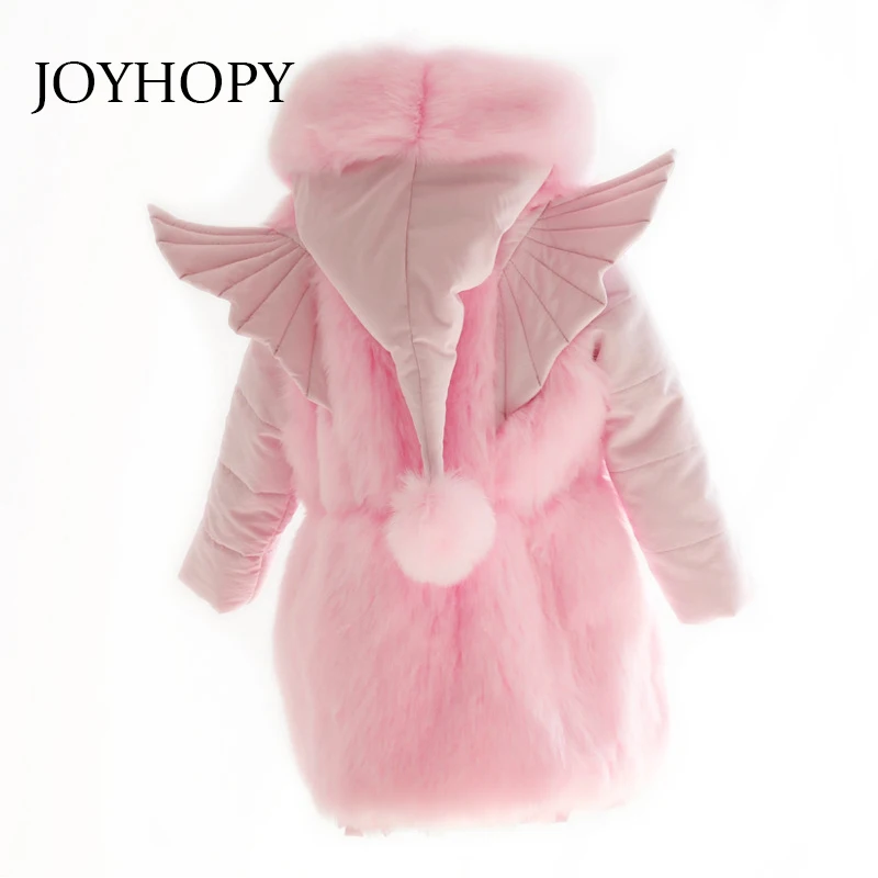 JOYHOPY куртки для маленьких девочек с капюшоном дизайн крыла плотная розовая
