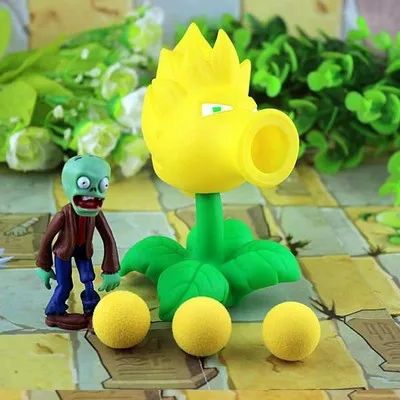 [Акция] Новые Растения против Зомби ПВХ Фигурки игрушки, PVZ растение+ фигурки зомби игрушки для детей упаковка в Opp мешок - Цвет: Цвет: желтый