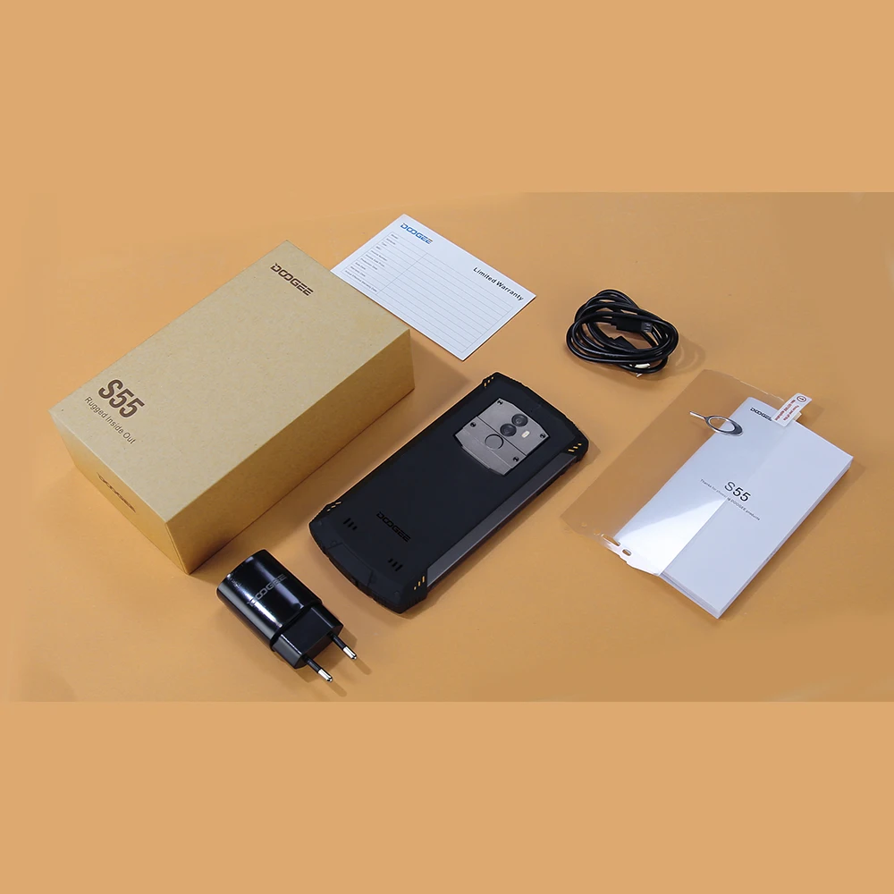 DOOGEE S55 4 ГБ + 64 IP68 смартфон mtk6750t восемь ядер Android 8 0 5 &quotHD 18:9 Экран 5500 мАч 13.0MP