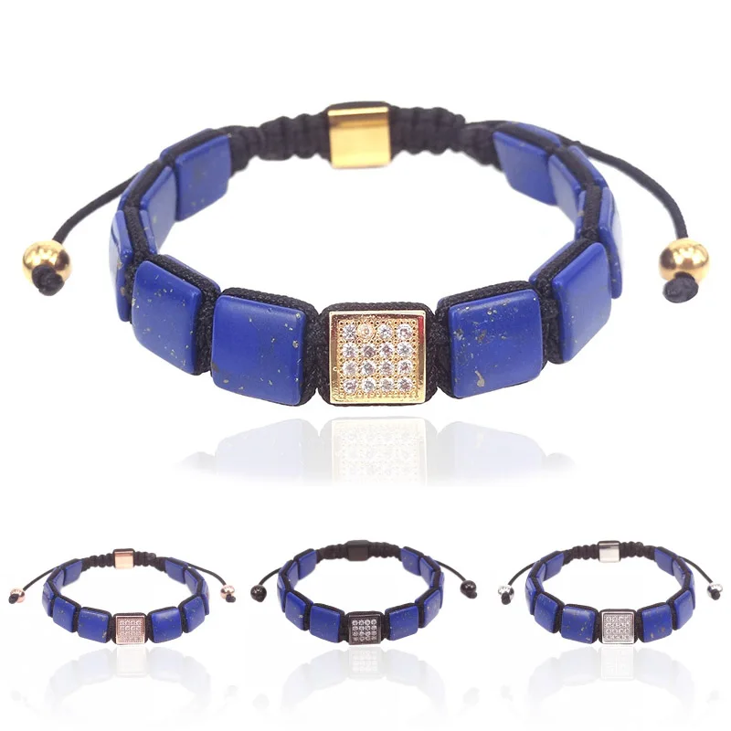 Браслет из натурального камня для женщин и мужчин браслеты с бирюзой квадратными