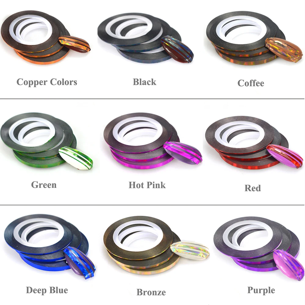 3 рулона радужной ленты для наращивания ногтей наклейки дизайна самоклеящиеся