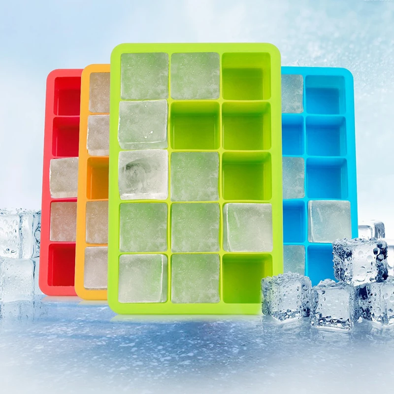 15 Grid DIY Big Ice Cube Mold Square Shape Silicone Tray Fruit Cream Maker Kitchen Bar Drinking Accessories 979119 | Дом и сад