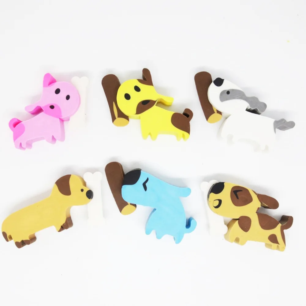 Novelty kawaii puppy dog licking bone pencil eraser Student Correction rubber Supplies Office School Pencil Eraser