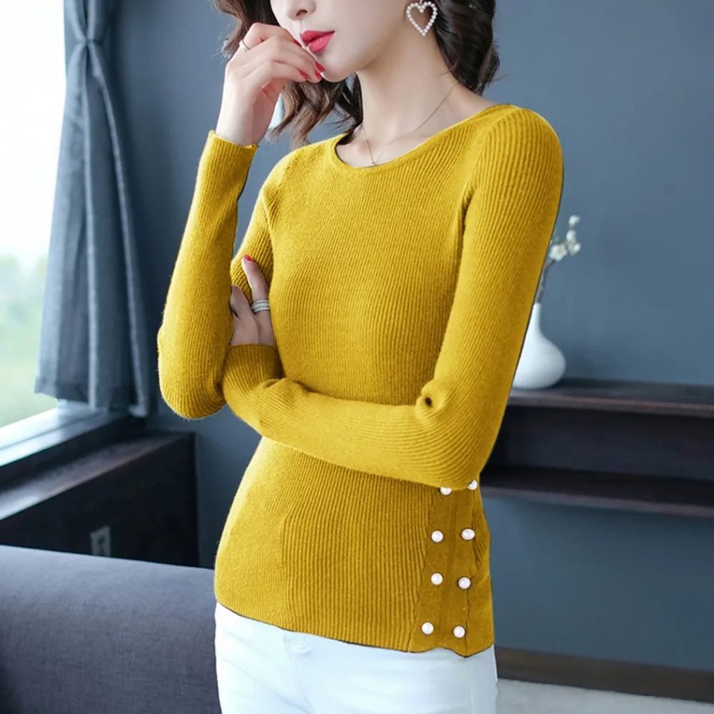 Korean Knitted Sweaters Women Winter 2019 New Fashion Slim Elegant Pullovers Jumper Tops Spring O Neck Sweater Pull Femme Hiver | Женская