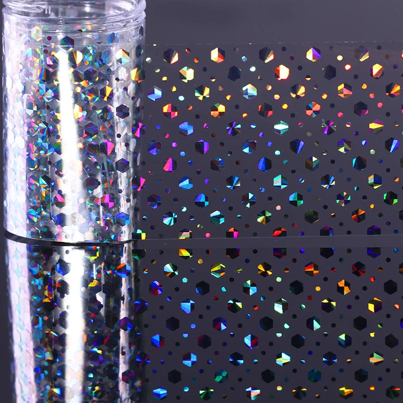 Новый голографический гвоздь фольга голограмма шестиугольник сердце точка