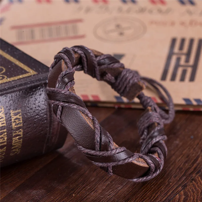 Женский/мужской повседневный регулируемый браслет Викинга черный/коричневый