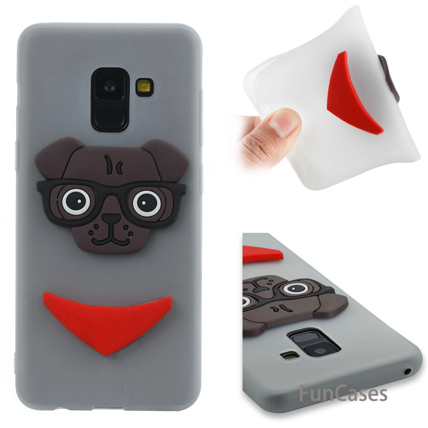 3D щенок чехол СПС покрытие samsung A8 2018 Мягкий силиконовый для телефона Capinha