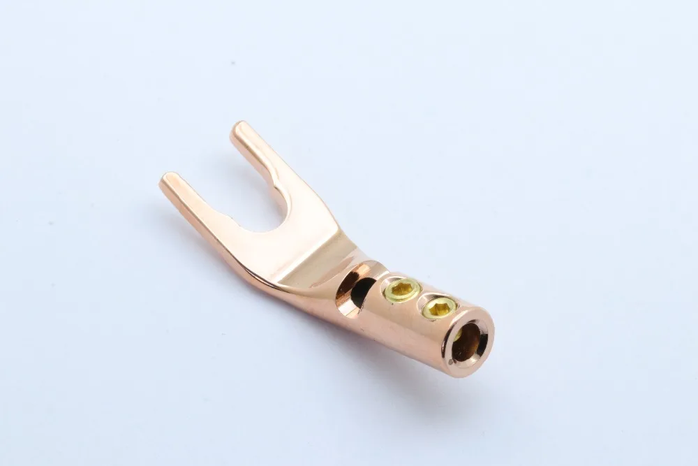 2PCS Gold-plated Copper Banana Plugs U/Y Type High quality Banana Connector Speaker Wire Connector With double Screw locks