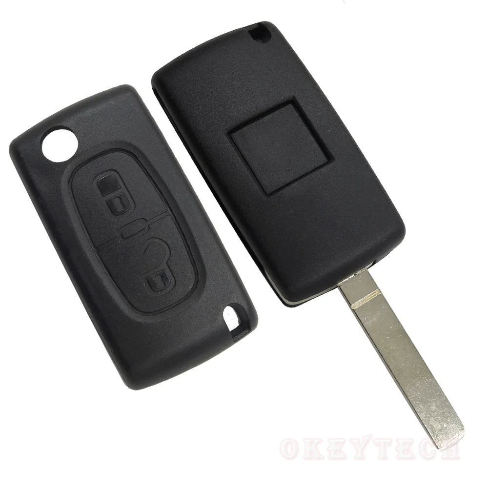 OkeyTech для Peugeot 2 Кнопка VA2 Uncut без паза лезвие Флип складной 433 МГц ID46 PCF7941 чип 407 Citroen