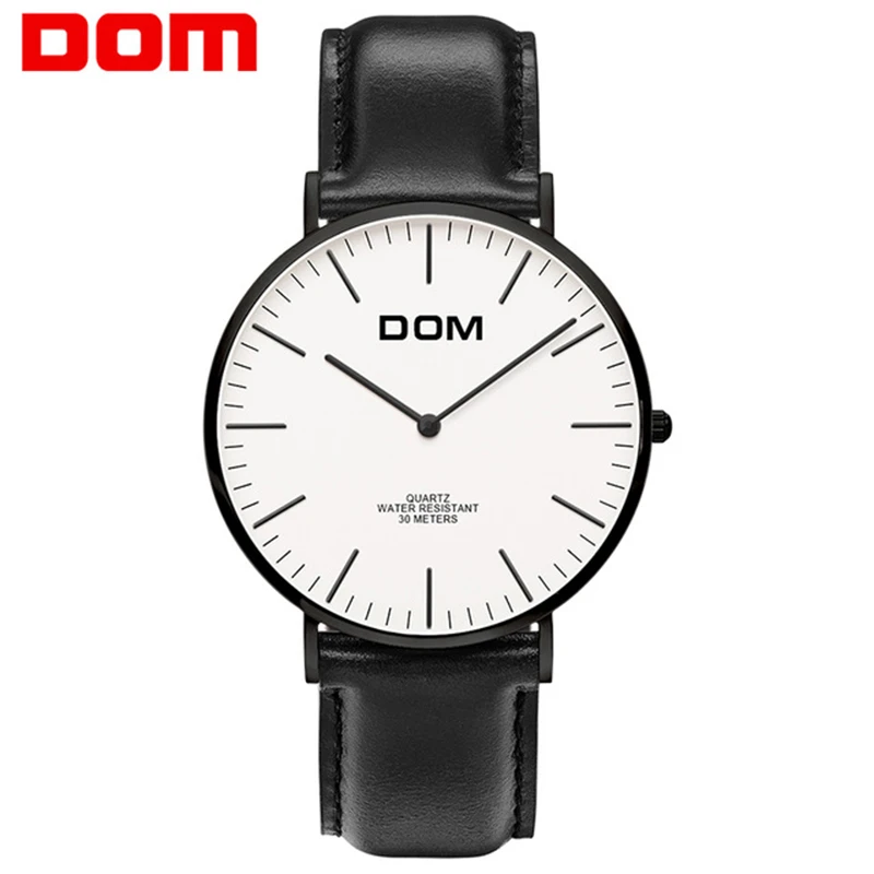 Мужские часы DOMTop брендовые Роскошные ультратонкие кварцевые модные