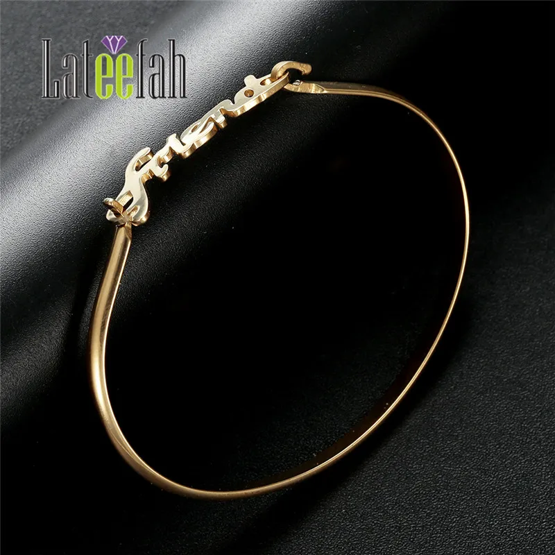 Lateefah Новое поступление браслет золотой женский роскошный с гравировкой буквы