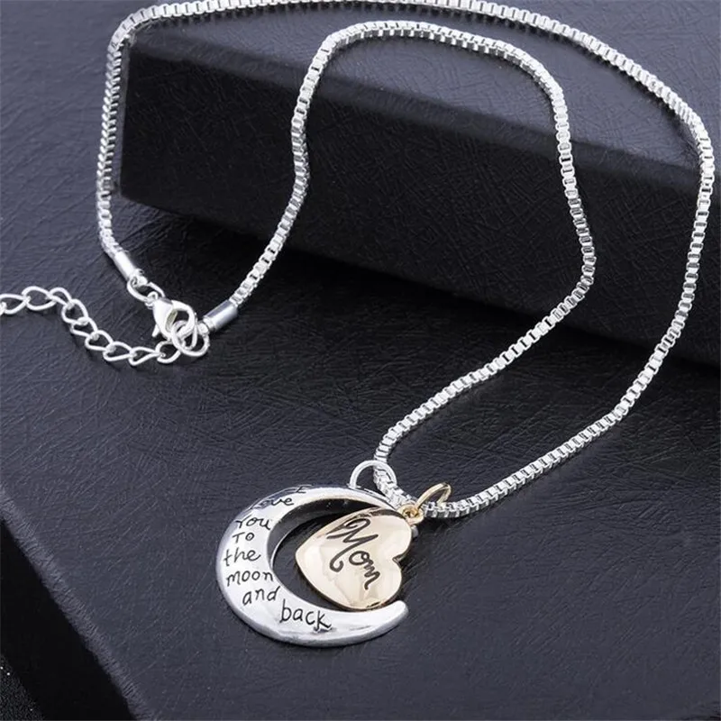 Ожерелье с подвеской I Love You To The Moon And Back двухцветное Золотое и серебряное ожерелье