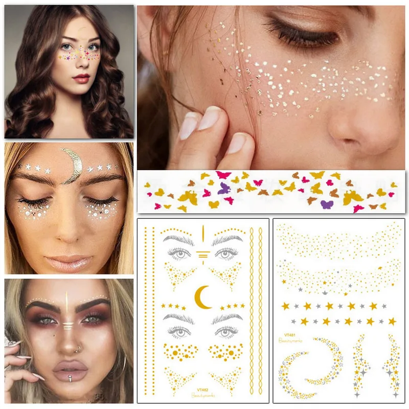 Временные татуировки наклейки для девочек и женщин 1 шт. золотые свадебные 3D на