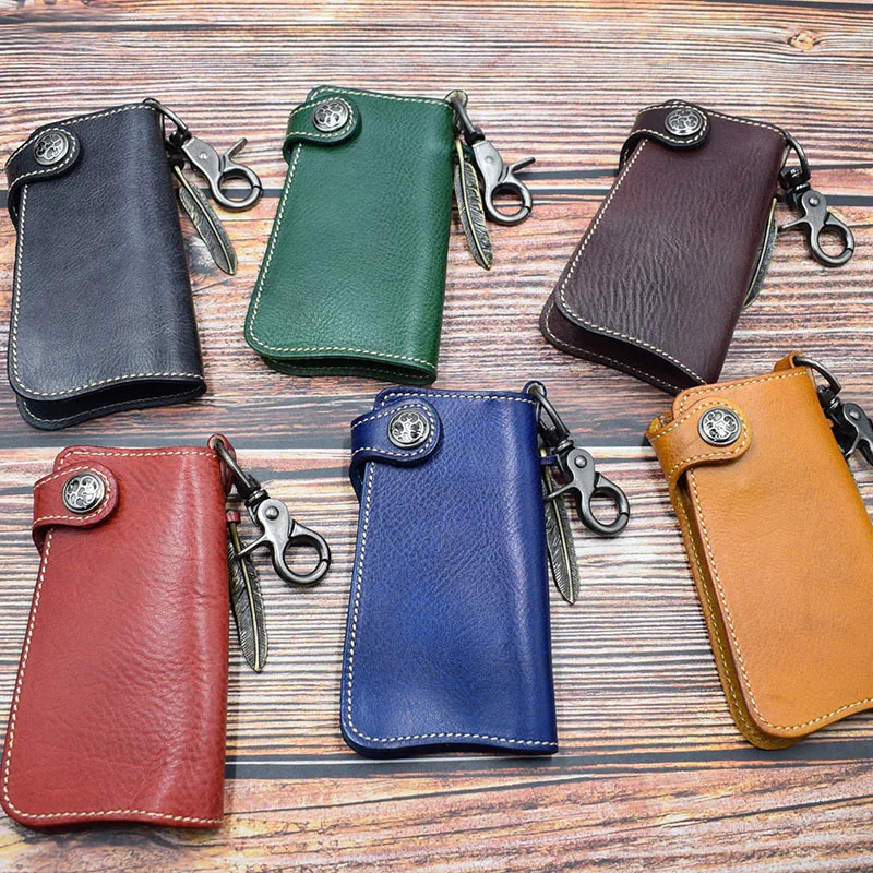 

SOUTH GOOSE Genuine Leather Key Wallet Men Car Key Holders Housekeeper Retro Multifunctional Home Key Case Women Keys Organizer