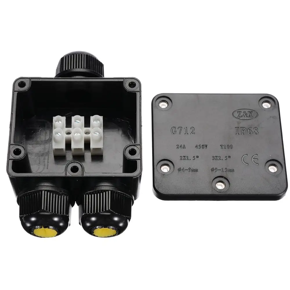 

3 Way Electrical Junction Box Plastic Waterproof Electrical Junction Box Cable Wire Connector IP68 For External Wiring