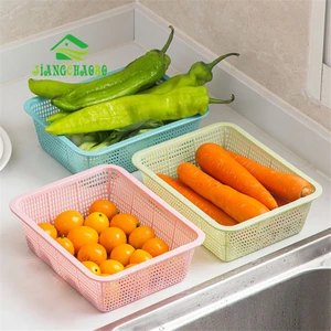 JiangChaoBo прямоугольная пустотелая корзина для слива кухонная раковина набор Бытовая маленькая пластиковая корзина для овощей корзина для мытья