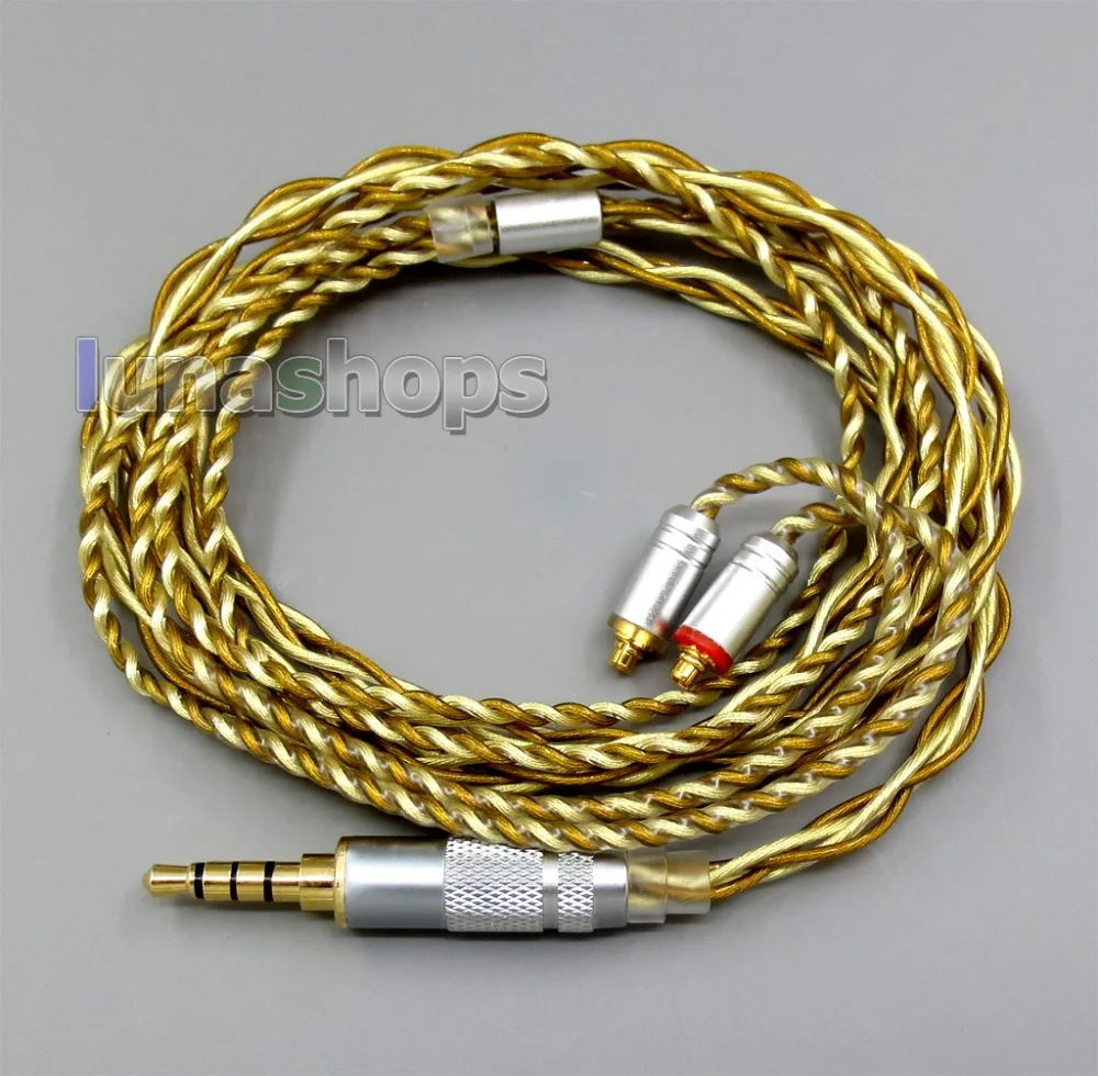 LN005971 чрезвычайно мягкий 7N OCC чистое серебро+ Позолоченный смешанный кабель для наушников для Shure se535 se846 se425 se215 MMCX
