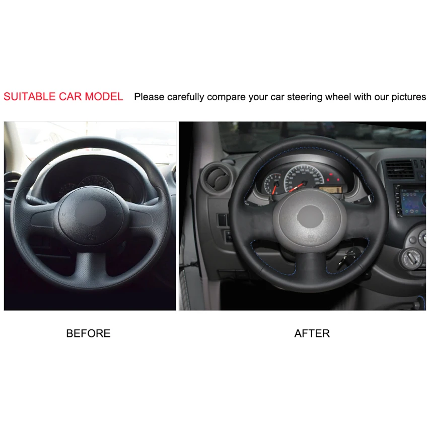 Сшитые вручную DIY черные кожаные аксессуары из микрофибры для Nissan March Sunny Versa 2013