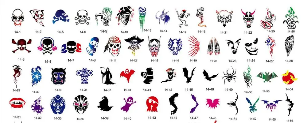 Новый unit14 100 дизайн череп Золотой Феникс временные трафареты для тату машины
