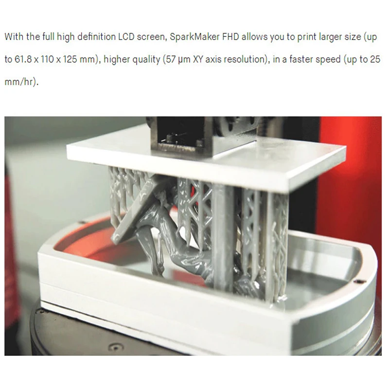 3D принтер Sparkmaker FHD УФ полимер высокоточный настольный 405um SLA DLP LCD для ювелирных