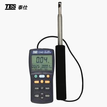 

TES-1340 TES-1341 Digital Air Wind Flow Meter Hot Wire Thermo Anemometer Speed Measuring Tester Meter